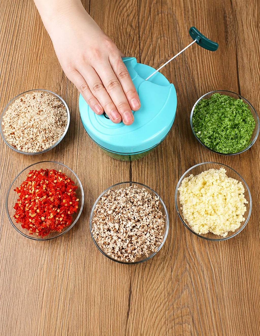 CHOPORA Manual Vegetable Chopper | Pull-Cord Food Chopper with Sharp Stainless Steel Blades